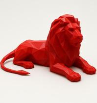 Leão pequeno deitado vermelho 3D - 8 cm Leão pequeno deitado vermelho 3D - 8 cm