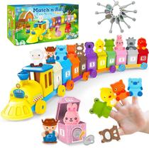 Learning Toy Farm Animals Train com 11 fantoches de dedo e 10 celeiros