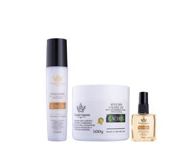 Leave-In Finalizador 250ml + Máscara Cachos 500g + Óleo Reparador de Pontas 30ml