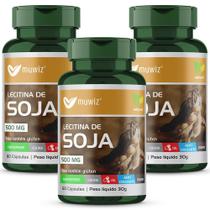 Lecitina De Soja 500Mg 60 Cápsulas Softgels Muwiz 3 Potes