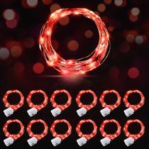 LED Fairy Lights AIKEI Red Waterproof 2m 20 Lights, pacote com 12 LED Fairy Lights AIKEI Red Waterproof 2m 20 Lights, pacote com 12