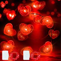 LED Fairy Lights ZGWJ Dia dos Namorados Coração Vermelho 16m 50 LEDs LED Fairy Lights ZGWJ Dia dos Namorados Coração Vermelho 16m 50 LEDs