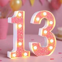 LED Light Up Number 13 Sign gobutend Pink Birthday Decor