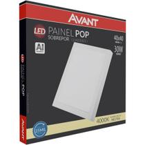 Led Luz Neutra NE4000k 30W Bivolt 2400 768290877 Avant Painel Aluminio de Sobrepor Quadrado 40Cm