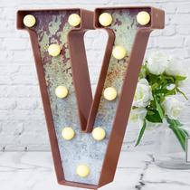 LED Marquee Light Up Letter V Elnsivo Vintage Rust Style