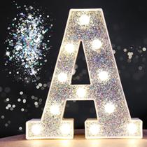 LED Marquee Light Up Letters Pooqla Shiny Silver Letter A