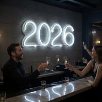 LED Neon 2026 Festa de Ano Novo Pequeno Sem Borda 46x20cm