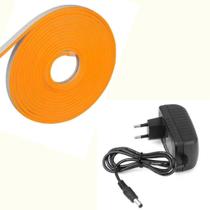 Led Neon Amarelo Alaranjado 5m 12v Com Fonte 12v 2A Led Neon Amarelo Alaranjado 5m 12v Com Fonte 12v 2A