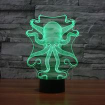 LED Night Light Octopus 3D que muda de cor para crianças com base