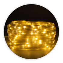 Led Pisca Linha Com 50 Metros Lâmpadas Tomada 8 Modos Natal Ano Novo Cor:Branco Quente