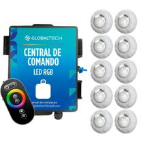 Led Piscina - Kit 10 Led RGB 9W Luxpool + Central de comando + Controle touch