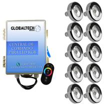 Led Piscina - Kit 10 Tholz Inox RGB 18W + Central + Controle Touch