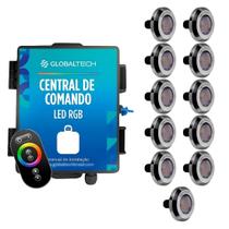Led Piscina - Kit 11 Tiny Led INOX RGB + Central + Controle Touch Led Piscina - Kit 11 Tiny Led INOX RGB + Central + Controle Touch