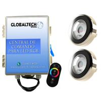 Led Piscina - Kit 2 Led Tholz 9W Inox RGB + Central + Controle Touch