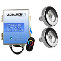 Led Piscina - Kit 2 Tholz Inox RGB 18W + Central + Controle Touch