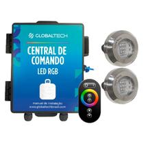 Led Piscina - Kit 2 Tiny Led INOX RGB com Central e Controle Touch
