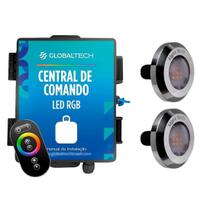 Led Piscina - Kit 2 Tiny Led INOX RGB com Central e Controle Touch
