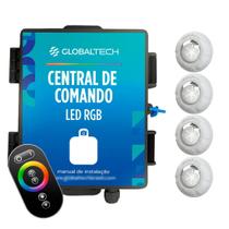 Led Piscina - Kit 4 Led RGB 9W Luxpool + Central de comando + Controle touch