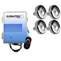 Led Piscina Kit 4 Tholz Inox Rgb 18W + Central + Controle