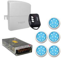 Led Piscina - Kit 5 Led Monocromático 9w + Central + Controle