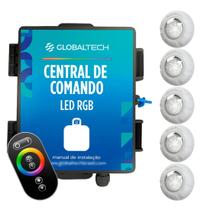 Led Piscina - Kit 5 Led RGB 9W Luxpool + Central de comando + Controle touch