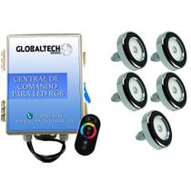 Led Piscina - Kit 5 Led Tholz 6W Inox RGB + Central + Controle Touch
