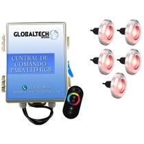 Led Piscina Kit 5 Tiny Led Inox Rgb Central E Controle Touch