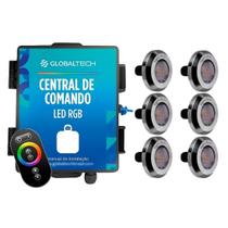 Led Piscina - Kit 6 Tiny Led INOX RGB com Central e Controle Touch