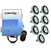 Led Piscina - Kit 7 Led Tholz 6W Inox RGB + Central + Controle Touch