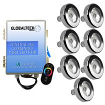 Led Piscina - Kit 7 Tholz Inox RGB 18W + Central + Controle Touch