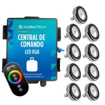 Led Piscina - Kit 9 Led Tholz 6W Inox RGB com Central e Controle Touch