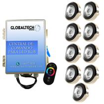 Led Piscina - Kit 9 Led Tholz 9W Inox RGB + Central + Controle Touch