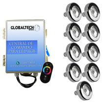 Led Piscina - Kit 9 Tholz Inox RGB 18W + Central + Controle Touch