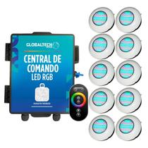 Led Piscina RGB - Kit 10 Easy Led 70 com Central e Controle Touch
