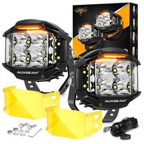 LED Pods Auxbeam Serie V-MAX 10 cm 92W con cubiertas ámbar