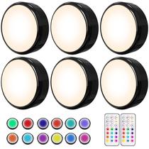 LED Puck Lights HELPLEX Color Changing RGBW, pacote com 6 unidades com controle remoto