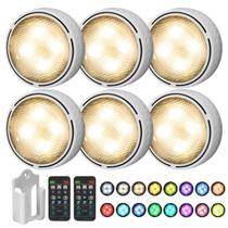 LED Puck Lights Onumii operado por bateria sob o gabinete, pacote com 6 LED Puck Lights Onumii operado por bateria sob o gabinete, pacote com 6