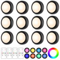 LED Puck Lights Yiliaw, pacote com 12 controles remotos, 16 cores LED Puck Lights Yiliaw, pacote com 12 controles remotos, 16 cores