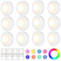 LED Puck Lights Yiliaw, pacote com 12 unidades, controle remoto de 16 cores