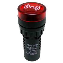 Led Vermelho Buzzer 22mm (L89) Sinalizador Som Alarme 220VAC