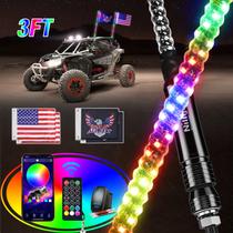 LED Whip Light Nilight 3FT RGB com controle remoto e de aplicativos, 2 unidades
