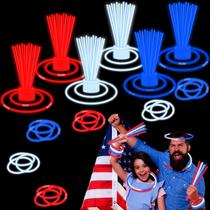 Leetous 150 Unidades Bastões Luminosos Vermelho, Branco e Azul