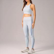 Legging Alto Giro Com Recortes e Silk SM25 Azul Cristalino