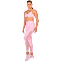 Legging Alto Giro Recorte Tule Feminina Legging Alto Giro Recorte Tule Feminina