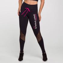 Legging Authentic Poliamida Preta com Estampa e Tela e Laço Legging Authentic Poliamida Preta com Estampa e Tela e Laço