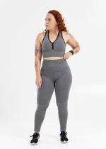 Legging Básica Cinza Mesclada de Suplex