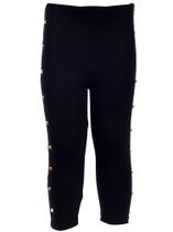 Legging calça Longa Infantil academia Pt tachas. ( Spike )Ouro.RUM ENUTTER poliamida elastano