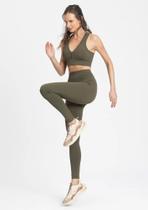 Legging cintura alta infinity alta compressao riocompress verde militar rio yoga