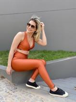 Legging Cirê Cós Alto Compressão Poliamida Modeladora Castanha Legging Cirê Cós Alto Compressão Poliamida Modeladora Castanha