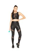 Legging Cirre Recorte em Tule Poliamida Sperafico Preto Design Legging Cirre Recorte em Tule Poliamida Sperafico Preto Design